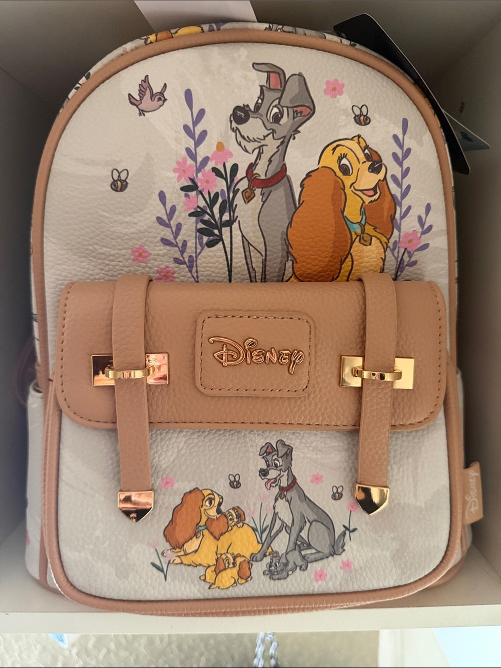 Disney Lady & The Tramp White and Tan Mini Pet Carrier Backpack